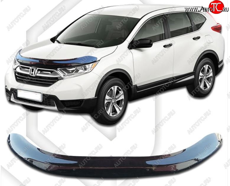 2 299 р. Дефлектор капота RW CA-Plastic  Honda CR-V  RW,RT (2016-2022) дорестайлинг, рестайлинг (Classic черный, Без надписи)  с доставкой в г. Горно‑Алтайск