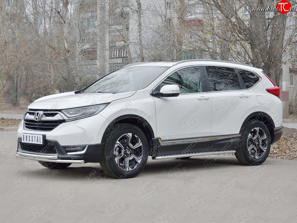 17 449 р. Защита переднего бампера (2 трубыØ42 мм, нержавейка) SLITKOFF Honda CR-V RW,RT дорестайлинг (2016-2020)  с доставкой в г. Горно‑Алтайск