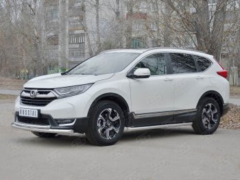 22 649 р. Защита переднего бампера (2 трубыØ63 и 42 мм, нержавейка) SLITKOFF Honda CR-V RW,RT дорестайлинг (2016-2020)  с доставкой в г. Горно‑Алтайск. Увеличить фотографию 3