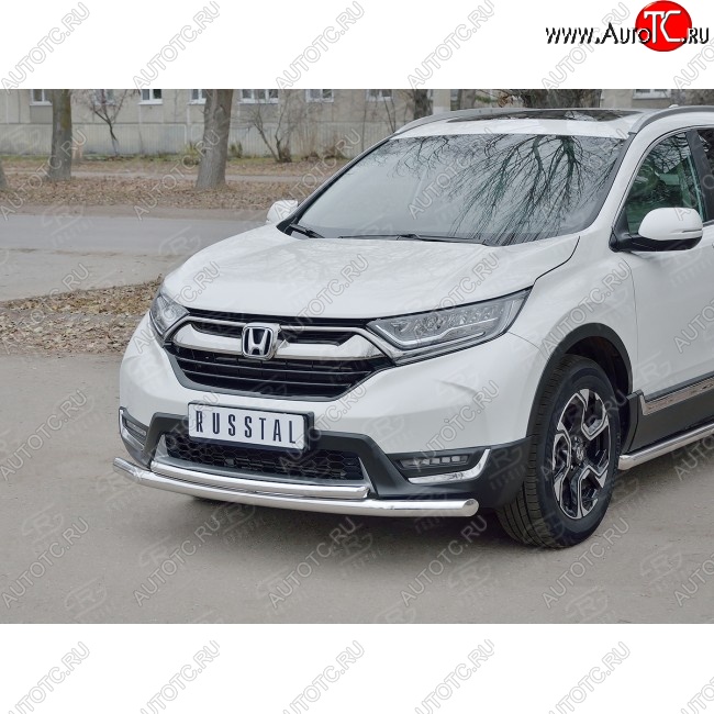 22 649 р. Защита переднего бампера (2 трубыØ63 и 42 мм, нержавейка) SLITKOFF Honda CR-V RW,RT дорестайлинг (2016-2020)  с доставкой в г. Горно‑Алтайск