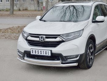 14 699 р. Защита переднего бампера (2 трубыØ63 и 75х42 мм, нержавейка) Russtal Honda CR-V RW,RT дорестайлинг (2016-2020)  с доставкой в г. Горно‑Алтайск. Увеличить фотографию 1