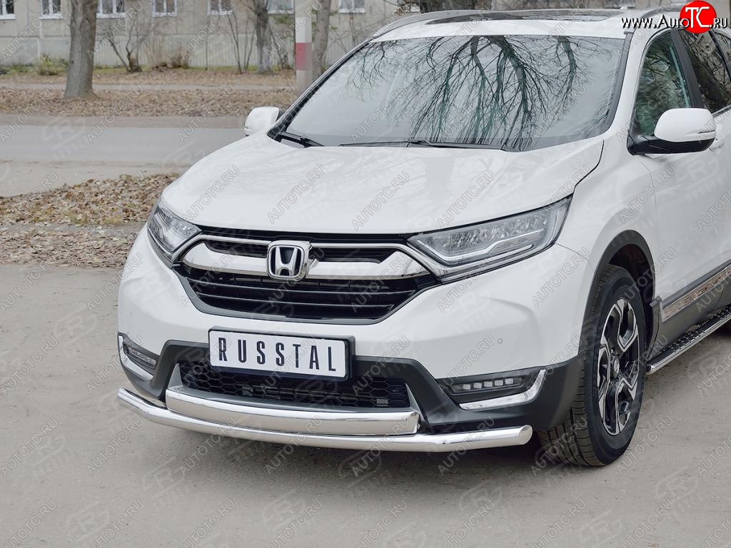 14 699 р. Защита переднего бампера (2 трубыØ63 и 75х42 мм, нержавейка) Russtal Honda CR-V RW,RT дорестайлинг (2016-2020)  с доставкой в г. Горно‑Алтайск