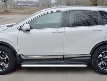 32 849 р. Широкая защита порогов из трубы d63 мм SLITKOFF v1  Honda CR-V  RW,RT (2016-2020) дорестайлинг  с доставкой в г. Горно‑Алтайск. Увеличить фотографию 2