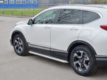 32 849 р. Широкая защита порогов из трубы d63 мм SLITKOFF v1  Honda CR-V  RW,RT (2016-2020) дорестайлинг  с доставкой в г. Горно‑Алтайск. Увеличить фотографию 3