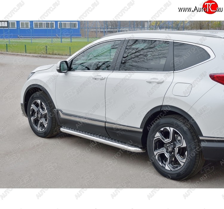 30 799 р. Широкая защита порогов из трубы диаметром 63 мм SLITKOFF v2  Honda CR-V  RW,RT (2016-2020) дорестайлинг  с доставкой в г. Горно‑Алтайск