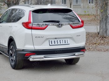 17 799 р. Защита заднего бампера (Ø63 и 42, дуги, нержавейка) SLITKOFF  Honda CR-V  RW,RT (2016-2020) дорестайлинг  с доставкой в г. Горно‑Алтайск. Увеличить фотографию 2