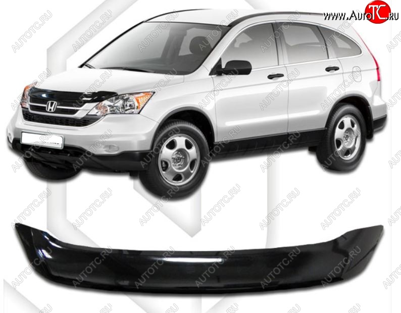 1 999 р. Дефлектор капота CA-Plastic  Honda CR-V  RE1,RE2,RE3,RE4,RE5,RE7 (2009-2012) рестайлинг (Classic черный, Без надписи)  с доставкой в г. Горно‑Алтайск