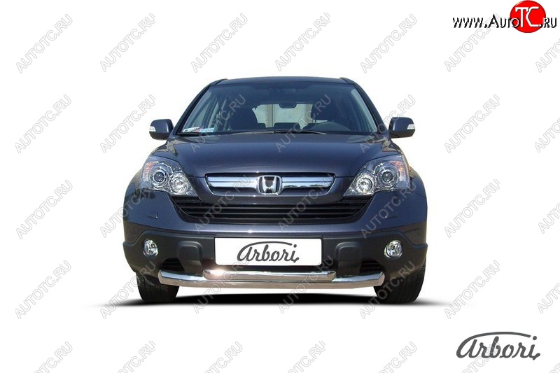 8 369 р. Защита переднего бампера Arbori (2 трубы d76 и 57 mm) Honda CR-V RE1,RE2,RE3,RE4,RE5,RE7 рестайлинг (2009-2012) (черная)  с доставкой в г. Горно‑Алтайск