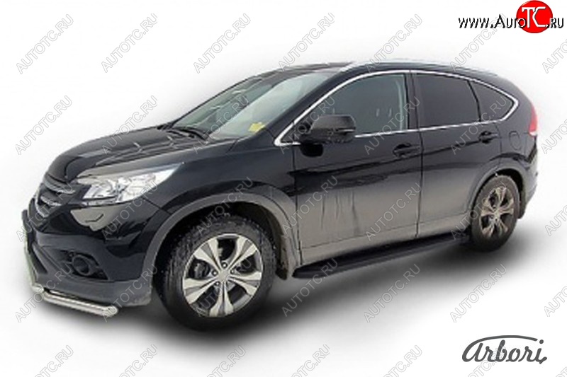 11 609 р. Порожки для ног Arbori Optima Black Honda CR-V RM1,RM3,RM4 рестайлинг (2014-2018)  с доставкой в г. Горно‑Алтайск