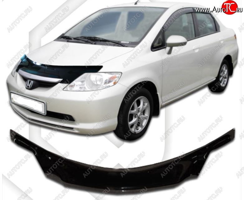 2 199 р. Дефлектор капота (D-6;7;8;9) CA-Plastiс exclusive  Honda Fit Aria  GD (2002-2005) дорестайлинг седан (Classic черный, Без надписи)  с доставкой в г. Горно‑Алтайск