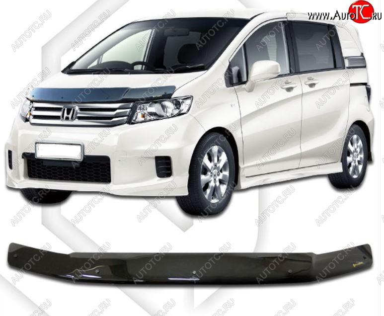 1 899 р. Дефлектор капота CA-Plastiс  Honda Freed Spike  1 (2010-2011)  дорестайлинг минивэн (Classic черный, Без надписи)  с доставкой в г. Горно‑Алтайск