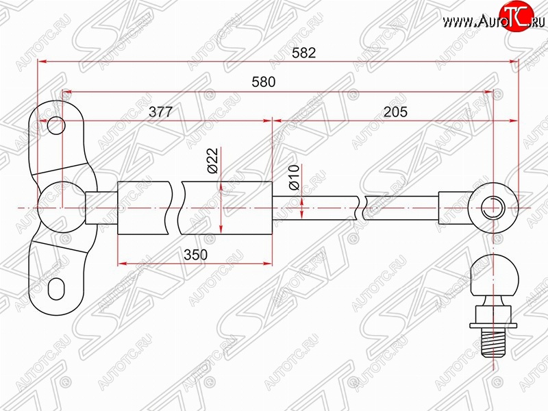 1 049 р. Правый упор крышки багажника SAT (газовый)  Honda Odyssey  2 (1999-2003)  с доставкой в г. Горно‑Алтайск