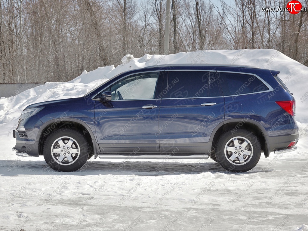 24 549 р. Пороги труба d76 с накладкой SLITKOFF (вариант №3)  Honda Pilot  YF6 (2016-2019) дорестайлинг  с доставкой в г. Горно‑Алтайск