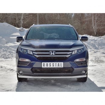 16 949 р. Защита переднего бампера (Ø63 мм, нержавейка) SLITKOFF  Honda Pilot  YF6 (2016-2019) дорестайлинг  с доставкой в г. Горно‑Алтайск. Увеличить фотографию 3