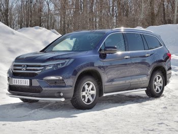 Защита переднего бампера (Ø63 мм, нержавейка) SLITKOFF Honda Pilot YF6 дорестайлинг (2016-2019)