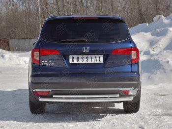 21 699 р. Защита заднего бампера (2 трубы Ø63 и 42 мм, нержавейка) SLITKOFF Honda Pilot YF6 дорестайлинг (2016-2019)  с доставкой в г. Горно‑Алтайск. Увеличить фотографию 4