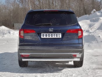 20 999 р. Защита заднего бампера (Ø63 мм, нержавейка) SLITKOFF Honda Pilot YF6 дорестайлинг (2016-2019)  с доставкой в г. Горно‑Алтайск. Увеличить фотографию 4