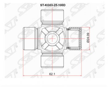 Крестовина карданного вала SAT (24.09/62,1) Honda (Хонда) Pilot (Пилот)  YF4 (2008-2015), KIA (КИА) Sportage (Спортаж)  3 SL (2010-2016), Mazda (Мазда) CX-9 (ЦХ-9)  TB (2007-2012)