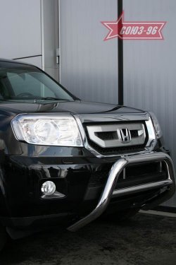 20 114 р. Защита переднего бампера Souz-96 (d76) Honda Pilot YF4 дорестайлинг (2008-2011)  с доставкой в г. Горно‑Алтайск. Увеличить фотографию 1