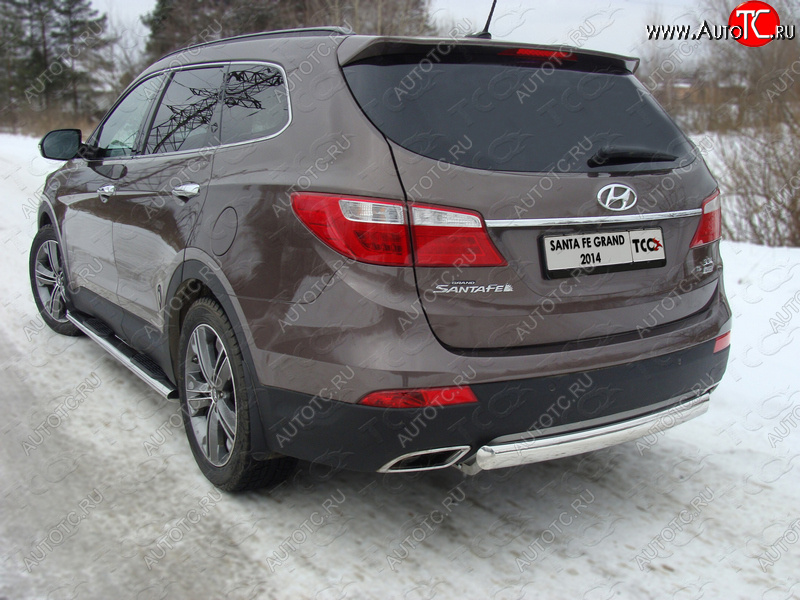 16 849 р. Защита заднего бампера (овальная) ТСС (нержавейка d 75х42 мм)  Hyundai Grand Santa Fe  1 DM (2013-2016) дорестайлинг  с доставкой в г. Горно‑Алтайск