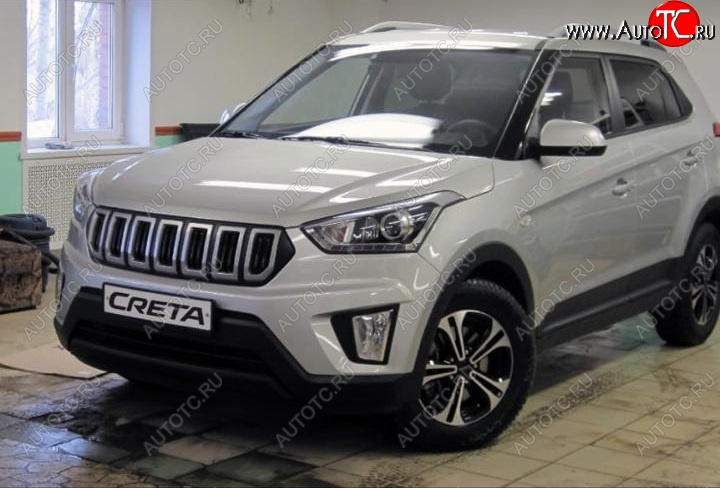 8 099 р. Решётка радиатора Next Hyundai Creta GS дорестайлинг (2015-2019) (цвет: Чёрный матовый с серебристым выделением ноздрей)  с доставкой в г. Горно‑Алтайск