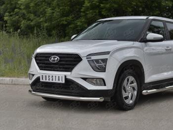 15 999 р. Защита переднего бампера (Ø63 мм, нержавейка) SLITKOFF Hyundai Creta SU (2020-2022)  с доставкой в г. Горно‑Алтайск. Увеличить фотографию 2