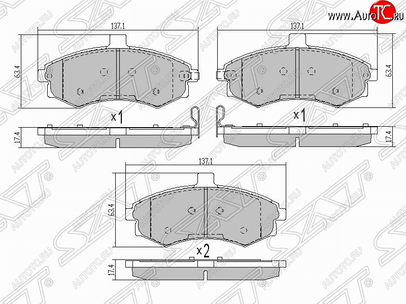 1 059 р. Колодки тормозные SAT (передние)  Hyundai Elantra  XD (2000-2003) седан дорестайлинг  с доставкой в г. Горно‑Алтайск