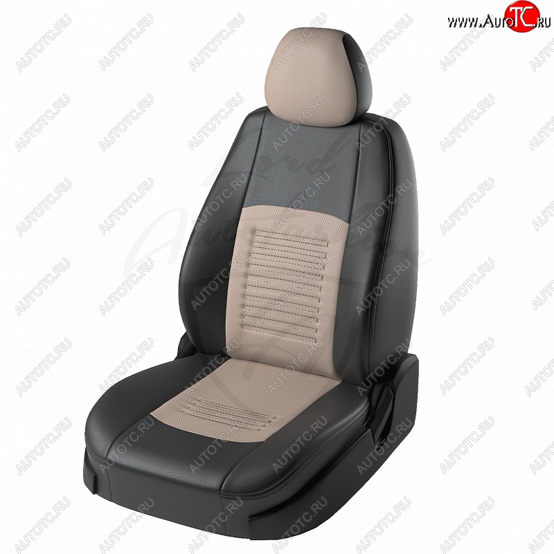 8 749 р. Чехлы для сидений Lord Autofashion Турин (экокожа) Hyundai Elantra HD (2006-2011) (Чёрный, вставка бежевая)  с доставкой в г. Горно‑Алтайск