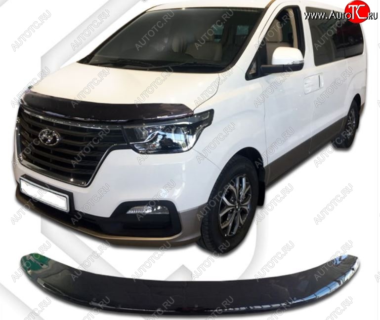 2 899 р. Дефлектор капота CA-Plastic exclusive  Hyundai Starex/Grand Starex/H1  TQ (2017-2022) 2-ой рестайлинг (Classic черный, Без надписи)  с доставкой в г. Горно‑Алтайск