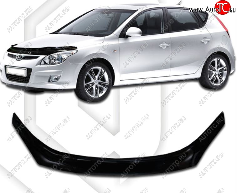 2 199 р. Дефлектор капота CA-Plastic  Hyundai I30  FD (2007-2012) универсал дорестайлинг, хэтчбек дорестайлинг, универсал рестайлинг, хэтчбэк 5 дв. рестайлинг (Classic черный, Без надписи)  с доставкой в г. Горно‑Алтайск