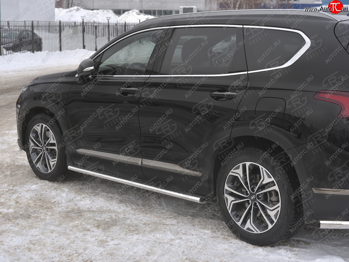 31 649 р. Пороги из трубы 120х60 овал с проступью Russtal Hyundai Santa Fe TM дорестайлинг (2018-2021)  с доставкой в г. Горно‑Алтайск