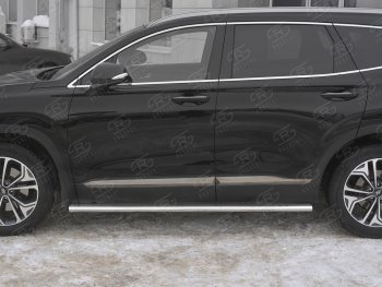 31 649 р. Пороги из трубы 120х60 овал с проступью Russtal Hyundai Santa Fe TM дорестайлинг (2018-2021)  с доставкой в г. Горно‑Алтайск. Увеличить фотографию 3