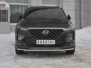 15 499 р. Защита переднего бампера (Ø42 мм, нержавейка) SLITKOFF Hyundai Santa Fe TM дорестайлинг (2018-2021)  с доставкой в г. Горно‑Алтайск. Увеличить фотографию 1