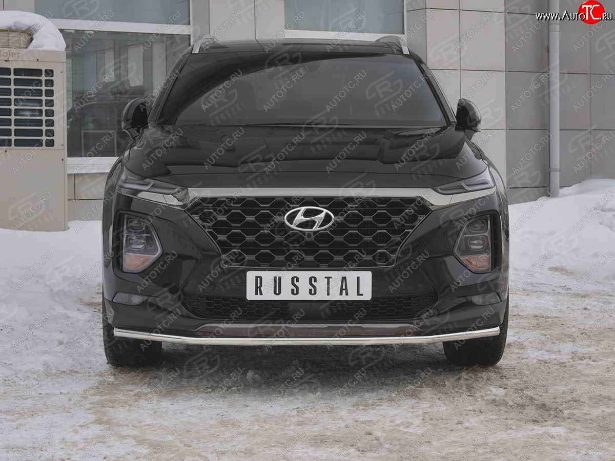 15 499 р. Защита переднего бампера (Ø42 мм, нержавейка) SLITKOFF Hyundai Santa Fe TM дорестайлинг (2018-2021)  с доставкой в г. Горно‑Алтайск