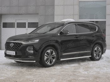 13 449 р. Защита переднего бампера (Ø42 мм, нержавейка) SLITKOFF  Hyundai Santa Fe  TM (2018-2021) дорестайлинг  с доставкой в г. Горно‑Алтайск. Увеличить фотографию 2