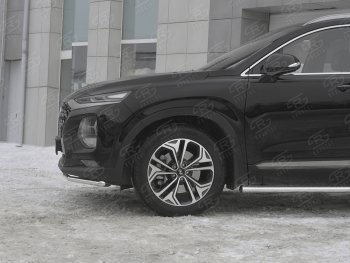 15 499 р. Защита переднего бампера (Ø42 мм, нержавейка) SLITKOFF Hyundai Santa Fe TM дорестайлинг (2018-2021)  с доставкой в г. Горно‑Алтайск. Увеличить фотографию 3