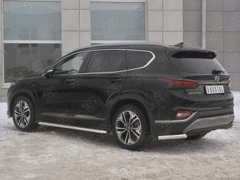 15 999 р. Защита заднего бампера (Ø63 мм уголки, нержавейка) SLITKOFF Hyundai Santa Fe TM дорестайлинг (2018-2021)  с доставкой в г. Горно‑Алтайск. Увеличить фотографию 2