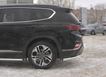 15 999 р. Защита заднего бампера (Ø63 мм уголки, нержавейка) SLITKOFF Hyundai Santa Fe TM дорестайлинг (2018-2021)  с доставкой в г. Горно‑Алтайск. Увеличить фотографию 3