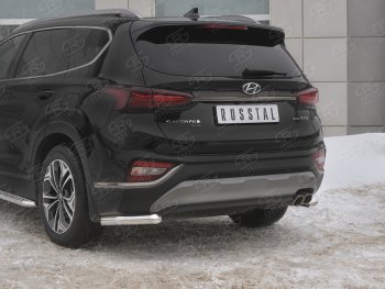 15 999 р. Защита заднего бампера (Ø63 мм уголки, нержавейка) SLITKOFF Hyundai Santa Fe TM дорестайлинг (2018-2021)  с доставкой в г. Горно‑Алтайск. Увеличить фотографию 4