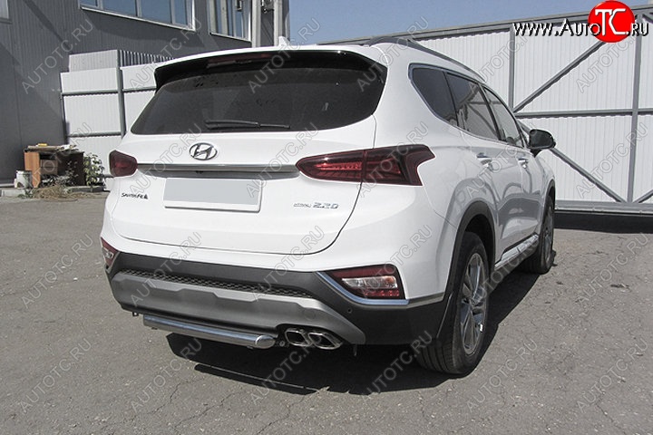 10 699 р. Защита заднего бампера Slitkoff (d57 мм)  Hyundai Santa Fe  TM (2018-2021) дорестайлинг (Нержавейка, Полированная)  с доставкой в г. Горно‑Алтайск