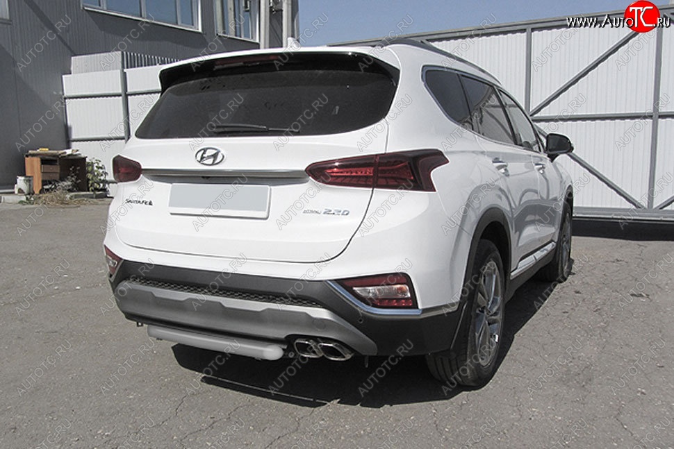 8 299 р. Защита заднего бампера Slitkoff (d57 мм) Hyundai Santa Fe TM дорестайлинг (2018-2021) (Сталь с полимерным покрытием. Цвет: серебристый)  с доставкой в г. Горно‑Алтайск