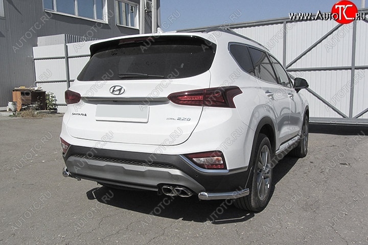 12 299 р. Защита заднего бампера Slitkoff (уголки, d57)  Hyundai Santa Fe  TM (2018-2021) дорестайлинг (Нержавейка, Полированная)  с доставкой в г. Горно‑Алтайск