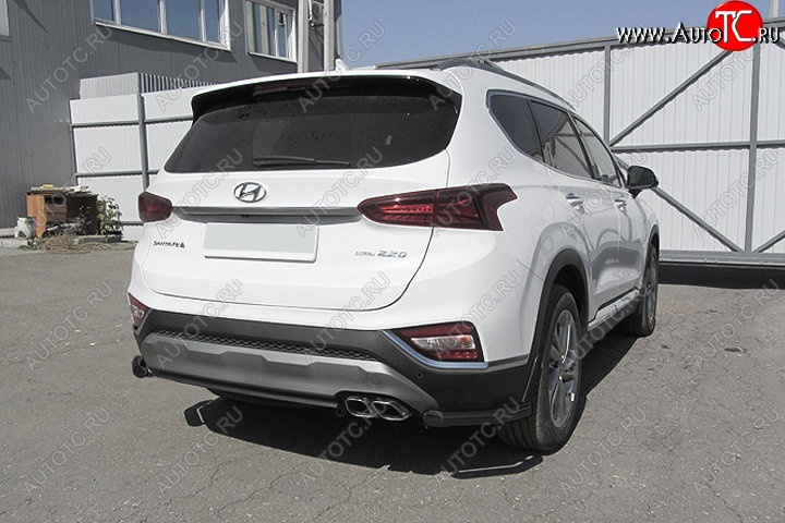 9 549 р. Защита заднего бампера Slitkoff (уголки, d57 мм) Hyundai Santa Fe TM дорестайлинг (2018-2021) (Сталь с полимерным покрытием. Цвет: чёрный)  с доставкой в г. Горно‑Алтайск