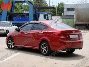 5 999 р. Пороги накладки ZEUS Hyundai Solaris RBr седан дорестайлинг (2010-2014) (Неокрашенный)  с доставкой в г. Горно‑Алтайск. Увеличить фотографию 2