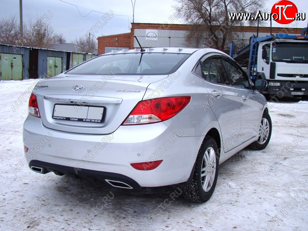 4 439 р. Диффузор заднего бампера Sport  Hyundai Solaris  RBr (2010-2014) седан дорестайлинг (Шагрень без выделений имитаций двойного выхлопа)  с доставкой в г. Горно‑Алтайск