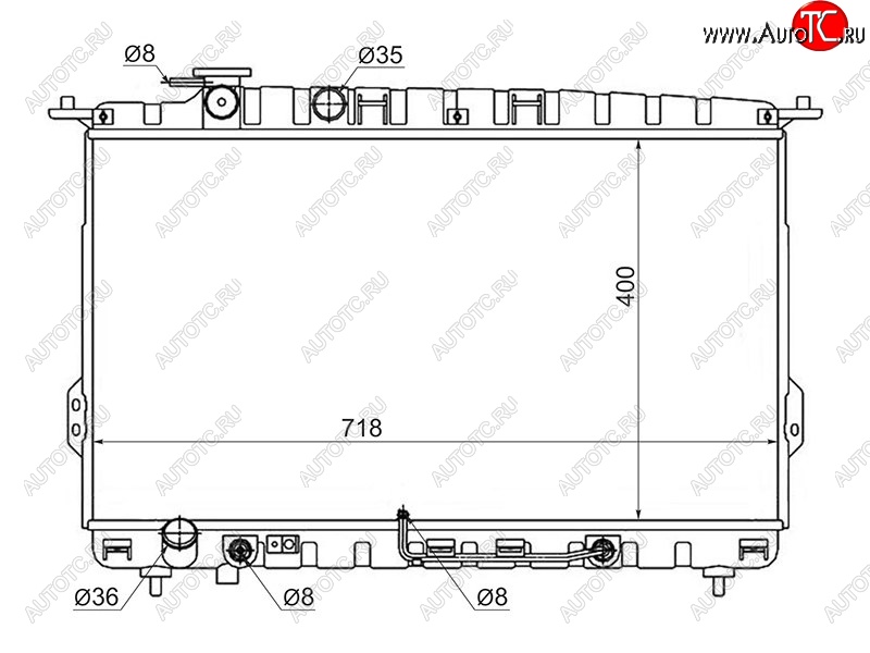 6 699 р. Радиатор двигателя (трубчатый, 2.0 / 2.4 / 2.5 / 2.7) SAT Hyundai Sonata EF рестайлинг ТагАЗ (2001-2013)  с доставкой в г. Горно‑Алтайск