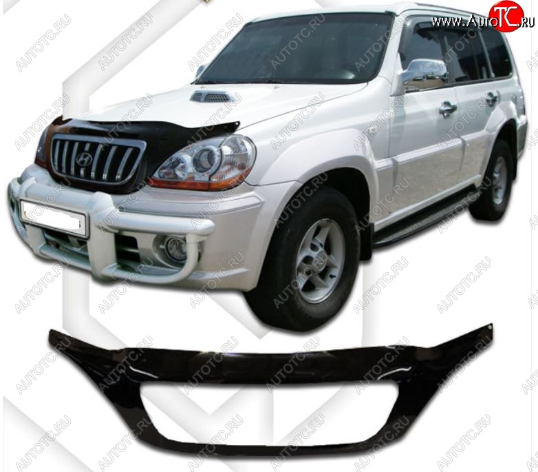 2 899 р. Дефлектор капота CA-Plastic exclusive  Hyundai Terracan  HP (2001-2007) дорестайлинг, рестайлинг (Classic черный, Без надписи)  с доставкой в г. Горно‑Алтайск