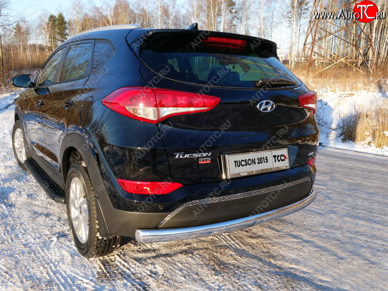 19 299 р. Защита заднего бампера (овальная) ТСС 75х42 мм  Hyundai Tucson  TL (2015-2018) дорестайлинг  с доставкой в г. Горно‑Алтайск