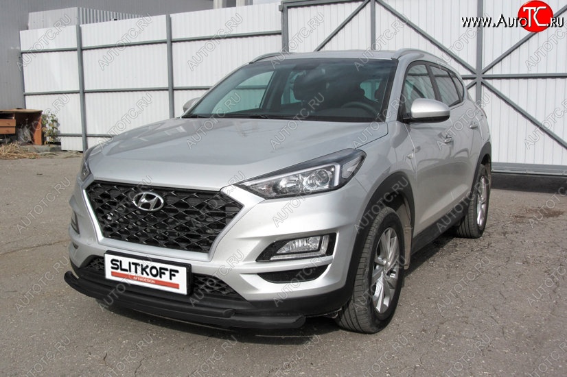 11 799 р. Защита переднего бампера Turbo Slitkoff (двойная, d57/42 мм) Hyundai Tucson TL рестайлинг (2018-2021) (Сталь с полимерным покрытием. Цвет: чёрный)  с доставкой в г. Горно‑Алтайск