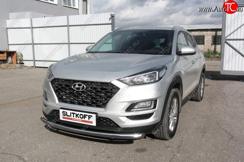 12 299 р. Защита переднего бампера Turbo Slitkoff (d57 мм)  Hyundai Tucson  TL (2018-2021) рестайлинг (Нержавейка, Полированная)  с доставкой в г. Горно‑Алтайск